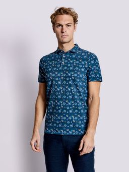 Bruun & Stengade - Navy Printed Polo Neck Polo