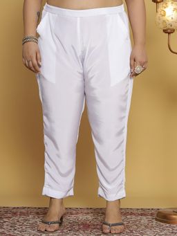 LetsDressUp - White Solid Regular Pant