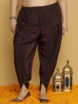LetsDressUp - Brown Solid Regular Salwar