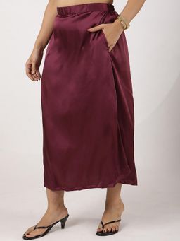 LetsDressUp - Wine Solid Regular Skirt