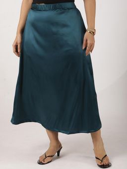 LetsDressUp - Teal Solid Regular Skirt
