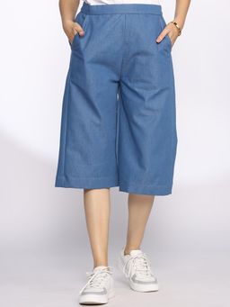 LetsDressUp - Blue Solid Regular Culottes