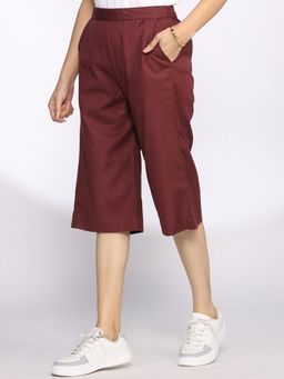 LetsDressUp - Wine Solid Regular Culottes