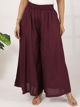 LetsDressUp - Wine Solid Regular Palazzo