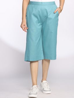 LetsDressUp - Turquoise Solid Regular Culottes
