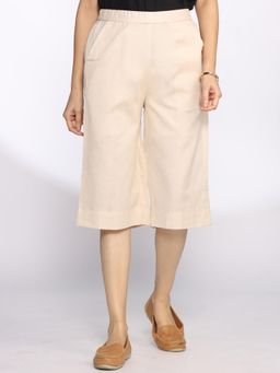 LetsDressUp - Cream Solid Regular Culottes
