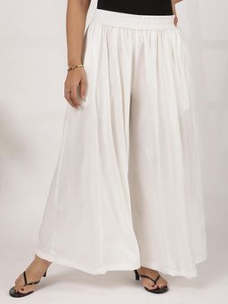LetsDressUp - White Solid Regular Palazzo