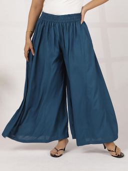 LetsDressUp - Teal Solid Regular Palazzo