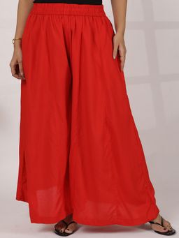LetsDressUp - Red Solid Regular Palazzo