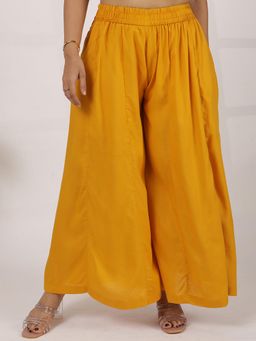 LetsDressUp - Mustard Solid Regular Palazzo