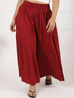 LetsDressUp - Maroon Solid Regular Palazzo