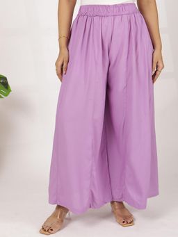 LetsDressUp - Lavender Solid Regular Palazzo
