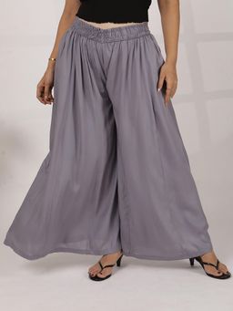 LetsDressUp - Grey Solid Regular Palazzo