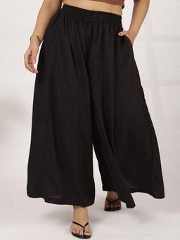 LetsDressUp - Black Solid Regular Palazzo