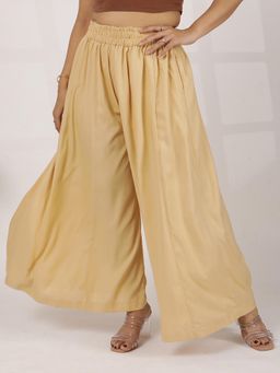 LetsDressUp - Beige Solid Regular Palazzo
