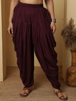 LetsDressUp - Wine Solid Regular Dhoti
