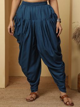 LetsDressUp - Teal Solid Regular Dhoti