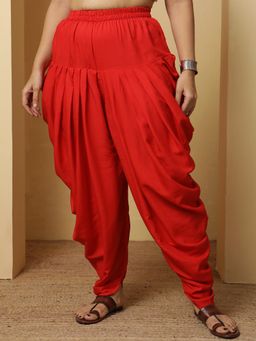 LetsDressUp - Red Solid Regular Dhoti
