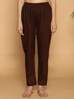 LetsDressUp - Brown Solid Regular Pant