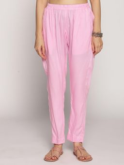 LetsDressUp - Pink Solid Regular Pant
