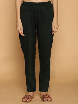 LetsDressUp - Green Solid Regular Pant