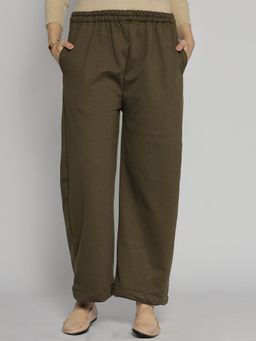 LetsDressUp - Olive Solid Regular Palazzo