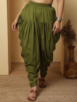 LetsDressUp - Green Solid Regular Dhoti