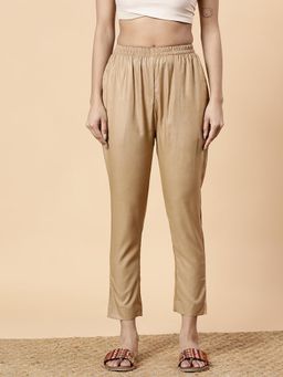 LetsDressUp - Khaki Solid Regular Pant