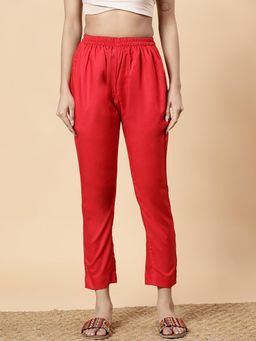 LetsDressUp - Red Solid Regular Pant