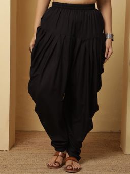 LetsDressUp - Black Solid Regular Dhoti