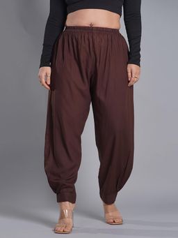 LetsDressUp - Brown Solid Regular Salwar