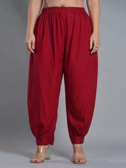 LetsDressUp - Maroon Solid Regular Salwar