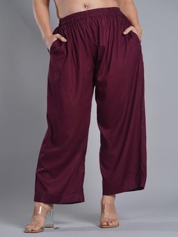 LetsDressUp - Wine Solid Regular Palazzo
