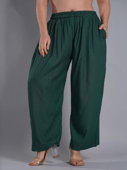 LetsDressUp - Green Solid Regular Palazzo