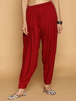 LetsDressUp - Maroon Solid Regular Salwar