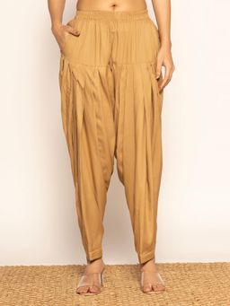 LetsDressUp - Beige Solid Regular Salwar