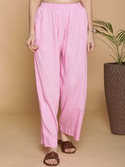 LetsDressUp - Pink Solid Regular Palazzo