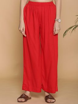LetsDressUp - Red Solid Regular Palazzo
