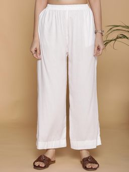 LetsDressUp - White Solid Regular Palazzo