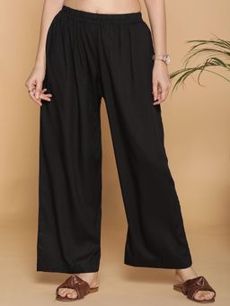 LetsDressUp - Black Solid Regular Palazzo