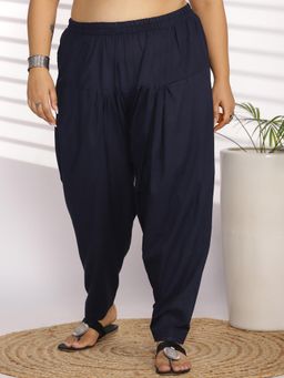 LetsDressUp - Navy Blue Solid Regular Salwar