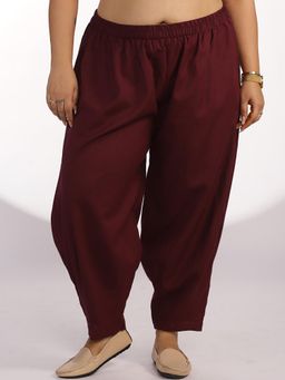 LetsDressUp - Wine Solid Regular Salwar