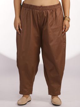 LetsDressUp - Brown Solid Regular Salwar