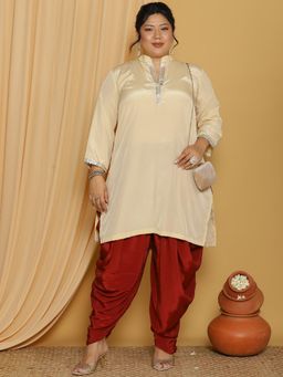 LetsDressUp - Maroon Solid Regular Dhoti