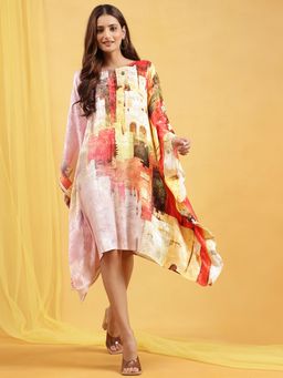 Navyasa By Liva - Pink Abstract Relaxed Dress