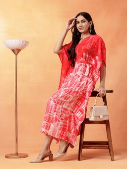 Navyasa By Liva - Red Abstract Relaxed Dress