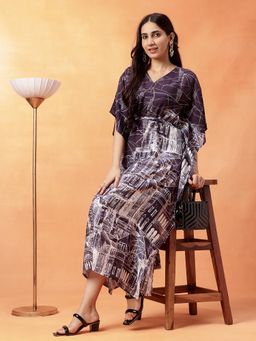 Navyasa By Liva - Purple Abstract Relaxed Dress