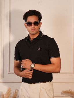 BLACK BUCK - Black Men Premium Super Soft Cotton Polo T-Shirt