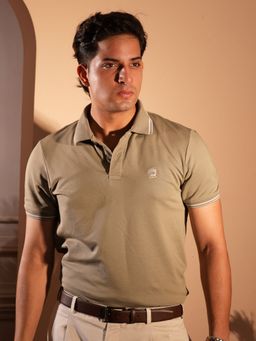 BLACK BUCK - Men Olive Premium Super Soft Cotton Polo T-Shirt