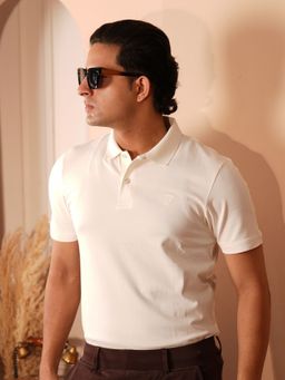BLACK BUCK - Men White Solid Soft Cotton Premium Essential Polo T-Shirt